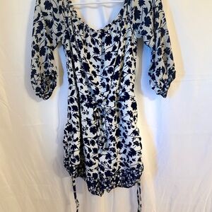 Floral Blue and White Dress